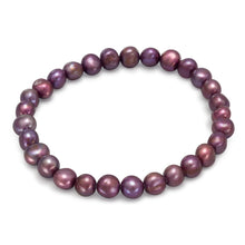 Load image into Gallery viewer, Maroon Cultured Freshwater Pearl Stretch Bracelet - SoMag2
