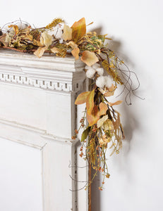 Fall Cotton And Leaves Garland