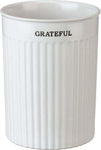 Load image into Gallery viewer, White Ceramic Grateful Blessed Utensil Holder Set