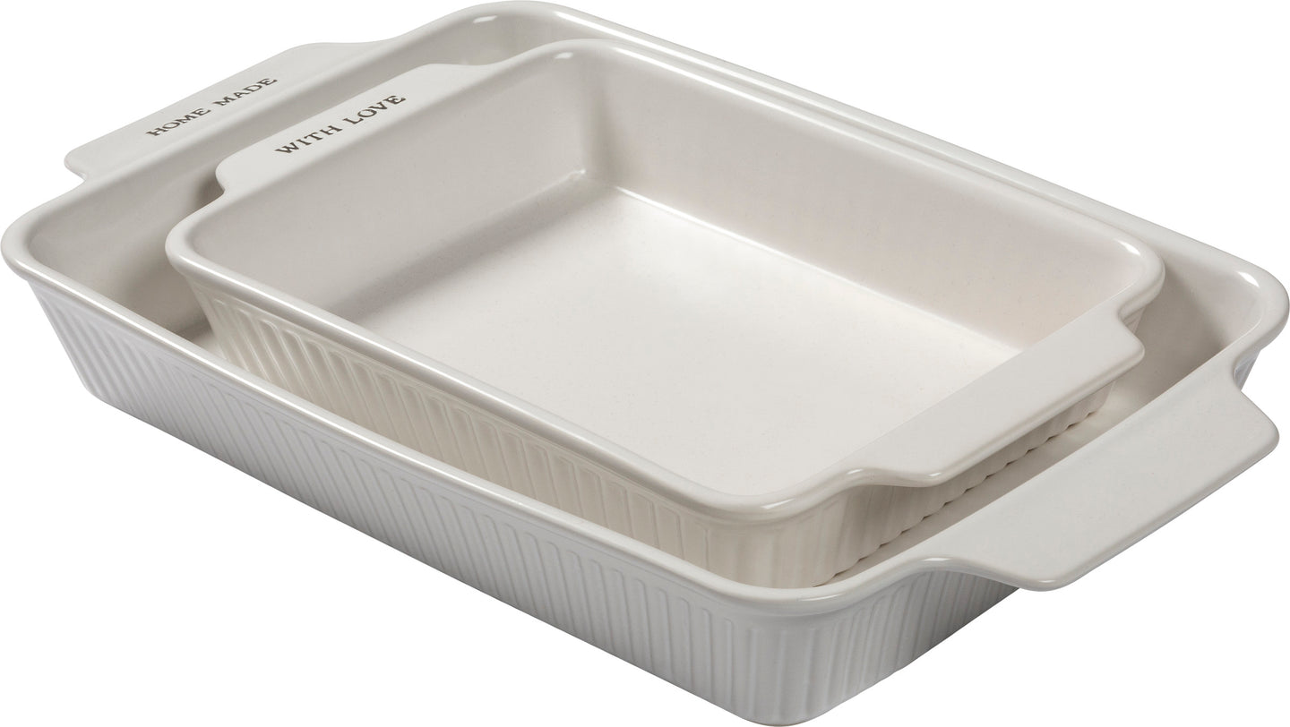 White Ceramic Rectangle Baking Dish Set