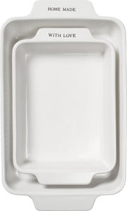 White Ceramic Rectangle Baking Dish Set
