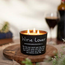 Load image into Gallery viewer, Black Glass Jar Humorous Wine Lover Candle SoMag2
