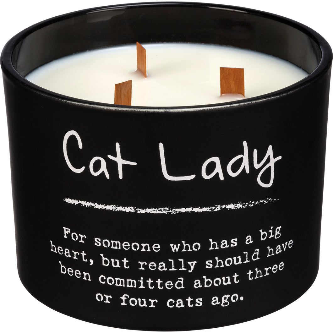Black Glass Jar Humorous Cat Lady Candle SoMag2