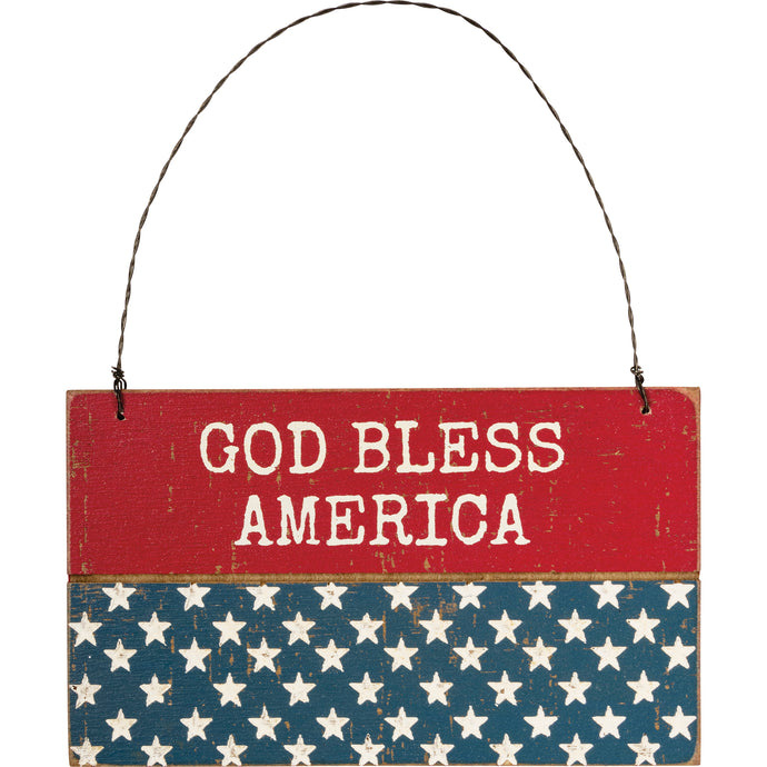 God Bless America Slat Ornament