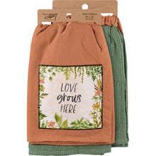 Load image into Gallery viewer, Love Grows Here Kitchen Towel Set
