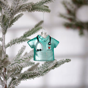 Glass Doctor Nurse Scrubs Ornament