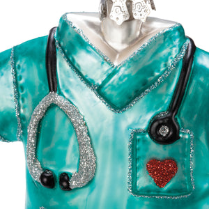 Glass Doctor Nurse Scrubs Ornament