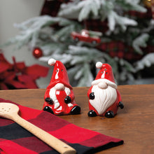Load image into Gallery viewer, Santa Gnome Ceramic Salt and Pepper Set