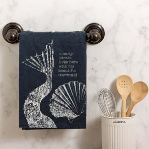 Salty Pirate and Mermaid Lives Here Kitchen Towel SoMag2
