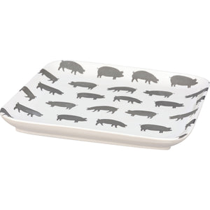 Gray and White Pig Mini Tray