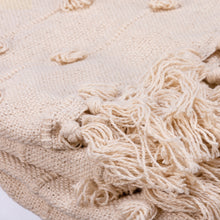Load image into Gallery viewer, Cream Cotton Pom Pom Throw Blanket