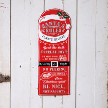 Load image into Gallery viewer, Santa&#39;s Rules Metal Wall Sign
