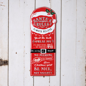 Santa's Rules Metal Wall Sign