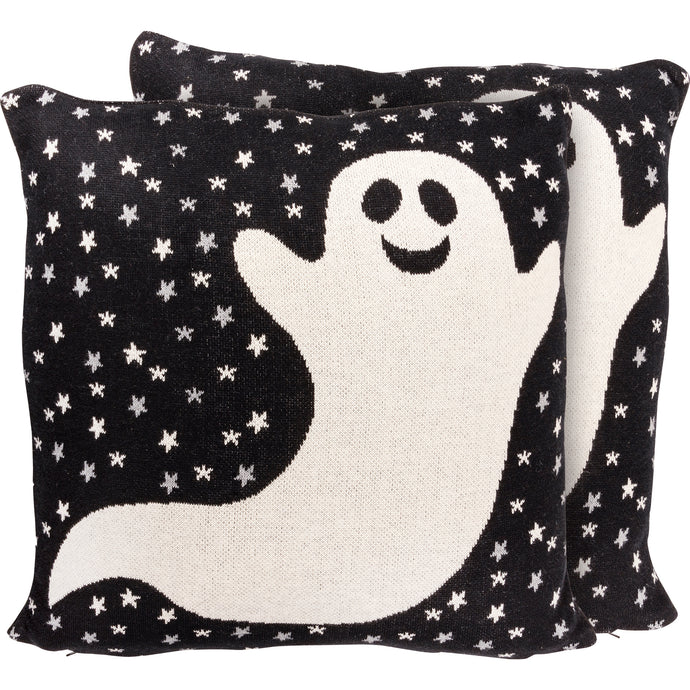 Black Ghost Stars Throw Pillow
