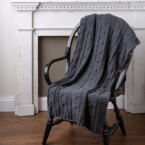 Cable Knit Black Throw Blanket