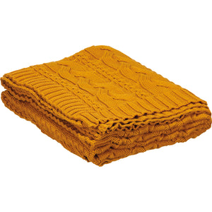 Cable Knit Saffron Throw Blanket