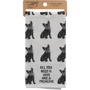 Love And A Frenchie Kitchen Towel