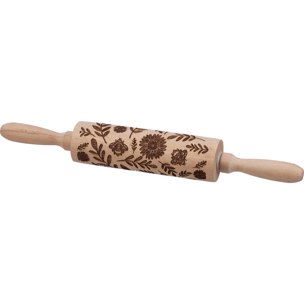 Floral Bee Small Embossing Rolling Pin