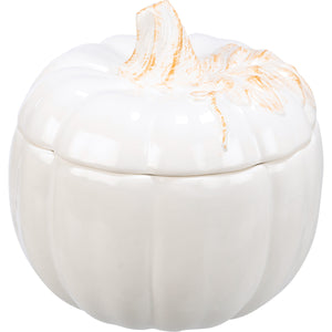 White Glazed Pumpkin Treat Jar