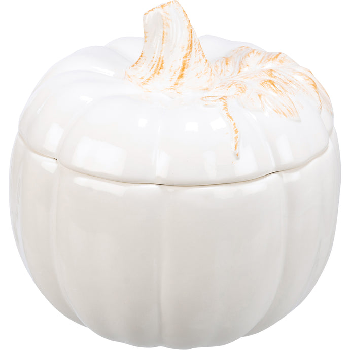 White Glazed Pumpkin Treat Jar