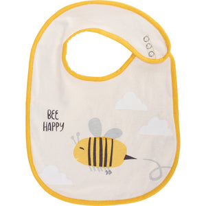 Yellow and White Baby Bee Happy Bib Set