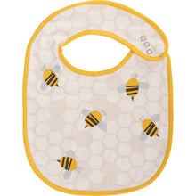 Load image into Gallery viewer, Yellow and White Baby Bee Happy Bib Set