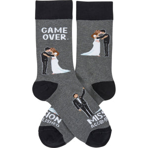 Game Over Mission Accomplished Wedding Socks