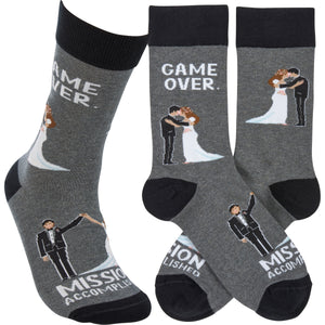 Game Over Mission Accomplished Wedding Socks