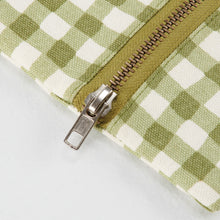 Load image into Gallery viewer, Olive Green Gingham Check Cotton Zipper Pencil Pouch