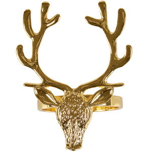 Golden Deer Napkin Ring Set
