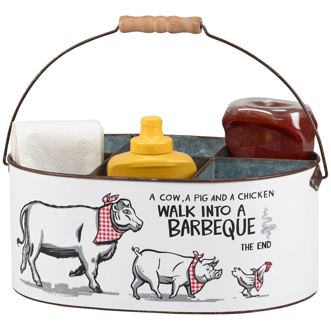 White Cow Metal Barbeque Caddy