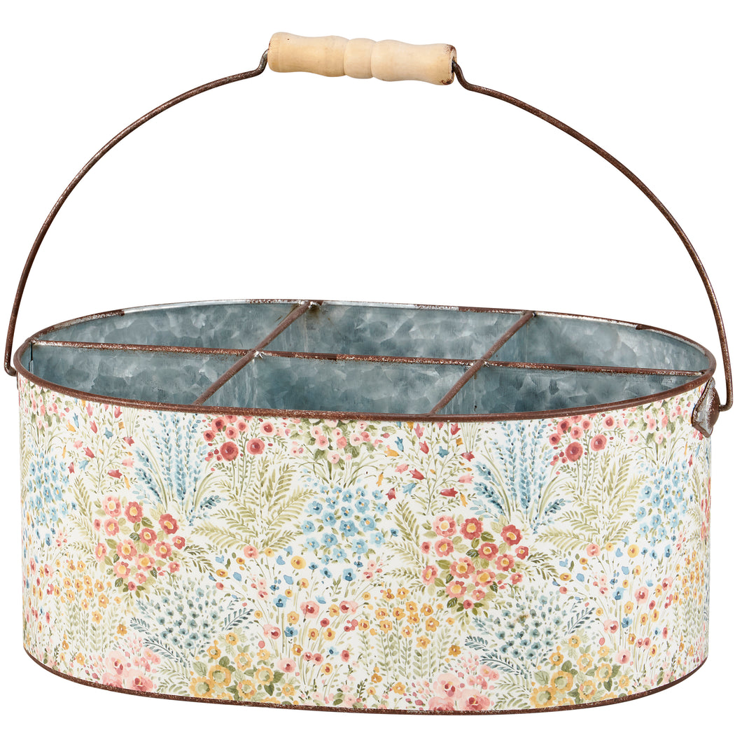 Mixed Floral Metal Caddy