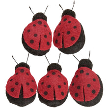 Load image into Gallery viewer, Red Felt Ladybug Magnet Set