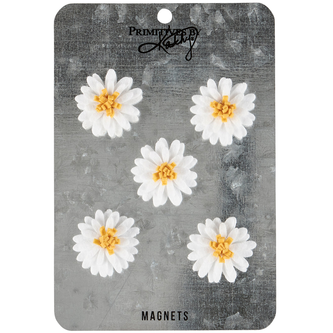 White Daisy Flower Magnet Set