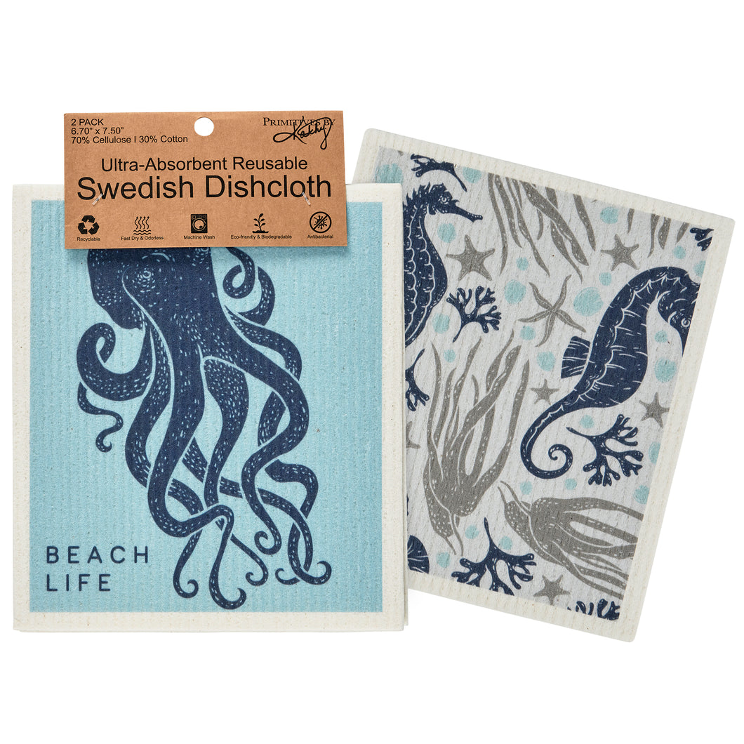 Sea Creatures Swedish Dishcloth Set