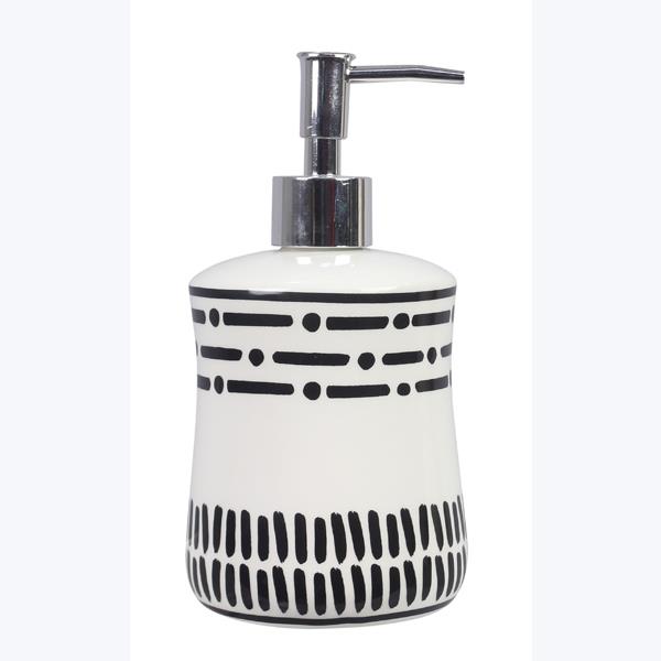 Black and White Ceramic Soap or Lotion Dispenser