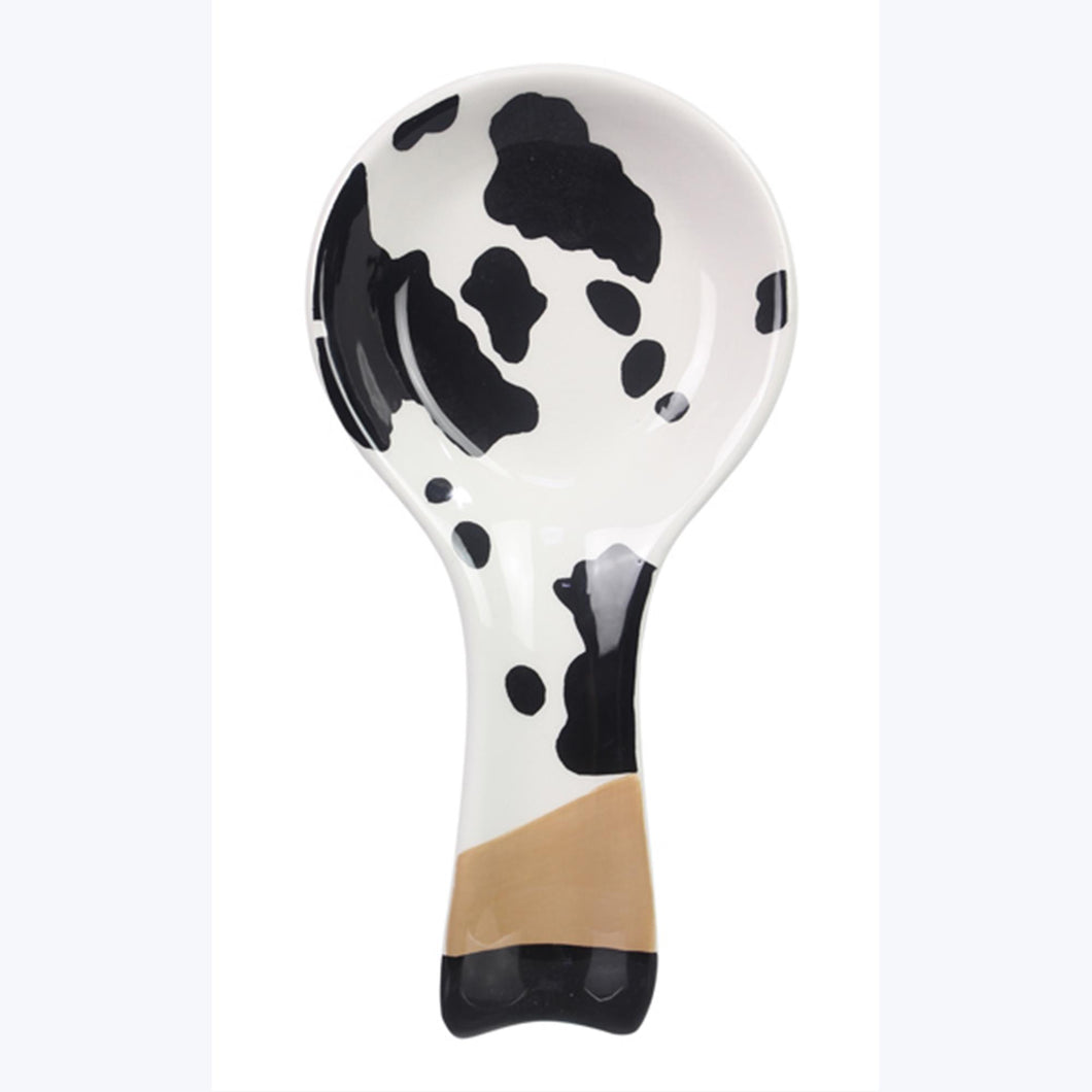 Black and White Cow Ceramic Spoon Rest Dish