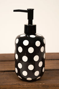 Black and White Polka Dot Ceramic Soap or Lotion Dispenser