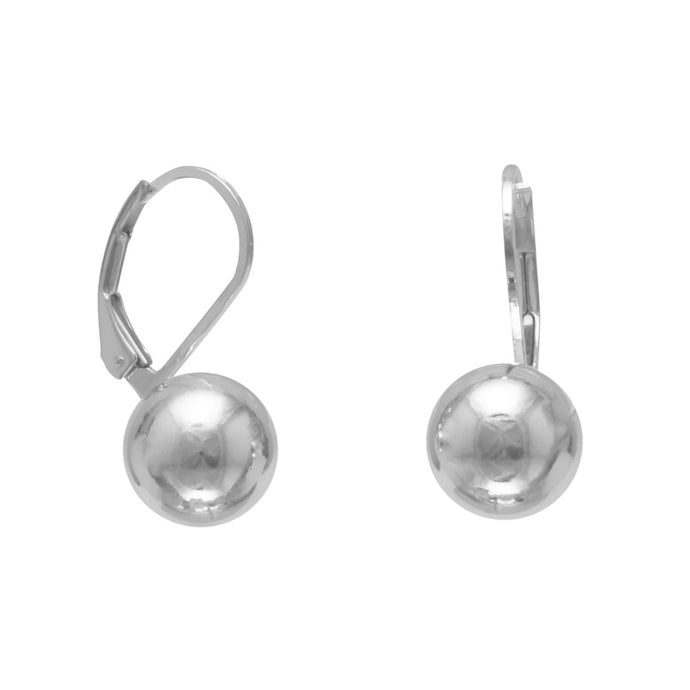 Silver Ball Earring Lever Back