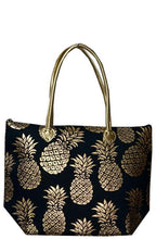 Load image into Gallery viewer, Large Metallic Gold Pineapple Shoulder Travel Tote