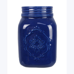 Ceramic Blue Mason Jar Canister Set