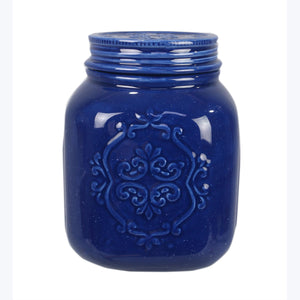 Ceramic Blue Mason Jar Canister Set