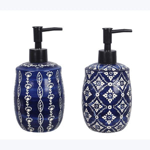 Blue Ceramic Soap or Lotion Dispenser