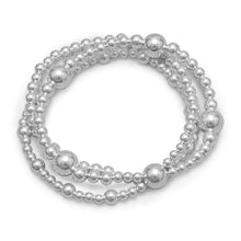 Load image into Gallery viewer, Triple Strand Silver Bead Bracelet