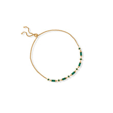 Load image into Gallery viewer, Gold Plated Green CZ Bolo Bracelet