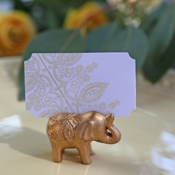 Gold Lucky Elephant Place Card Holder