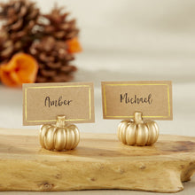 Load image into Gallery viewer, Gold Pumpkin Place Card Holder