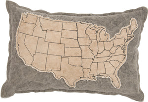 USA Cream Map Pillow
