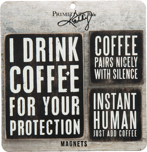 Black and White Coffee Magnet Set