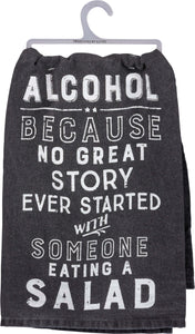 Alcohol Because No Great Story Kitchen Towel